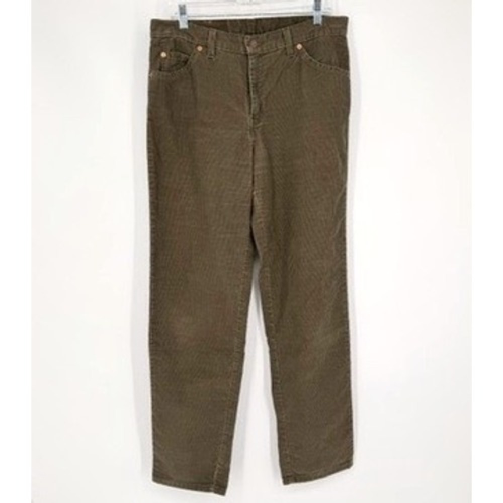 Vintage Levis 910 Classic Fit Straight Leg‎ Green Corduroy Pants 12 White Tab